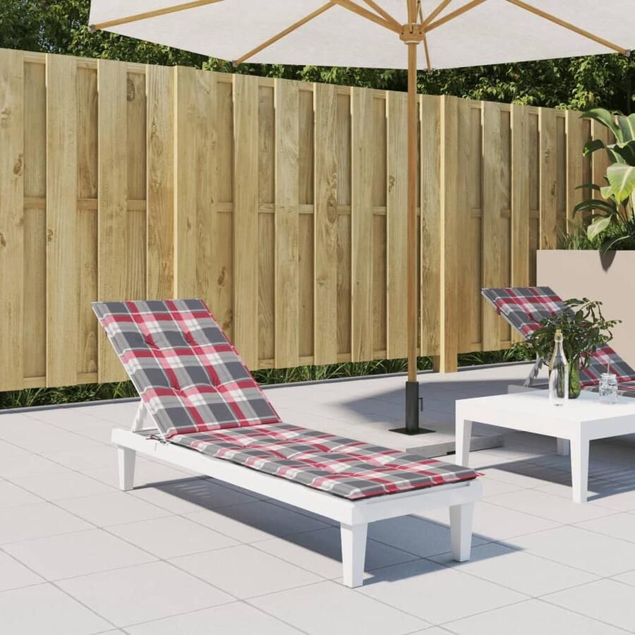 VidaXL Terrasstoelkussen Rood Ruitpatroon 75x50x4 cm Stoelkussens Tuinstoel Terrasstoel Outdoordecoratie Balkonaccessoires Comfort Oxfordstof Roodruiten Patroon - Foto 3