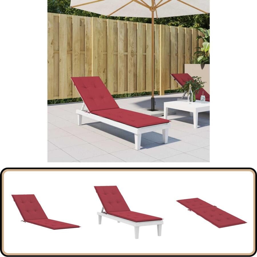 VidaXL Terrasstoelkussen Wijnrood 75x50x4 cm Stoelkussens Tuinstoel Terrasstoel Outdoordecoratie Lounge Set Comfort Waterafstotend Rood