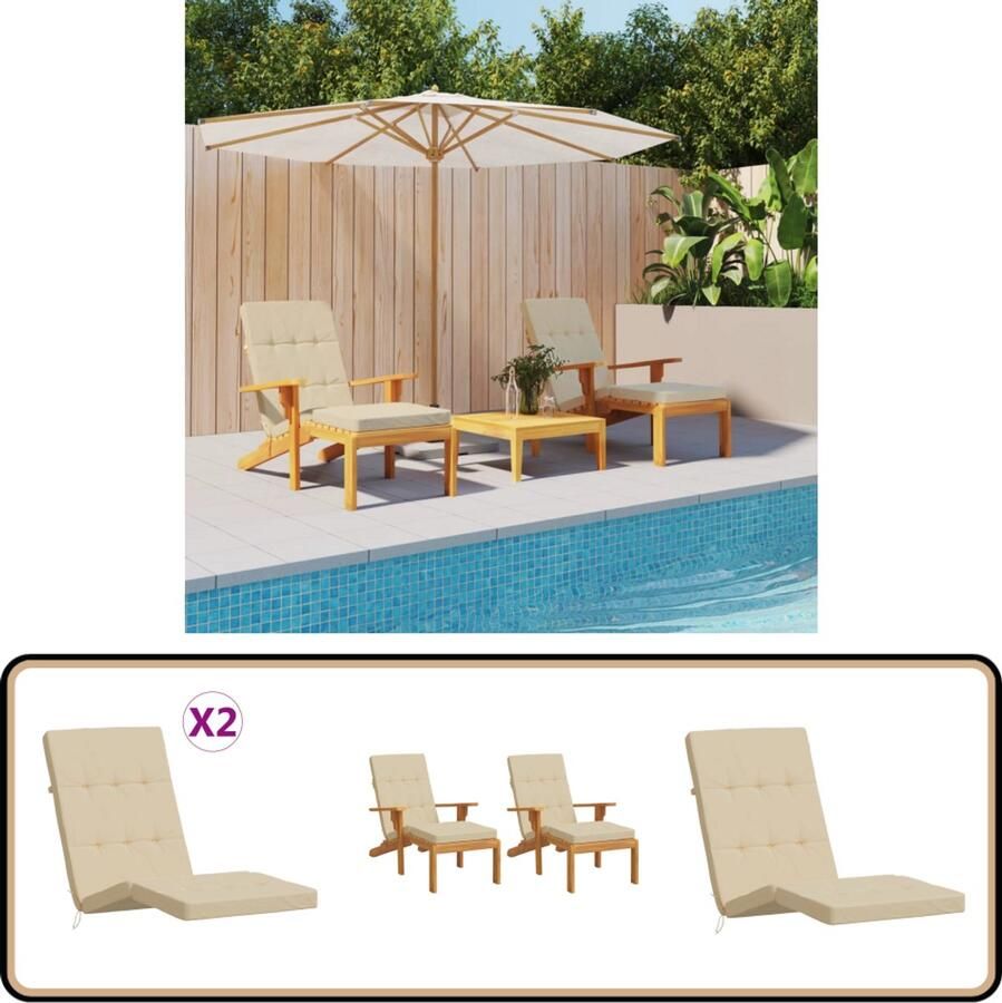 VidaXL Terrasstoelkussens 2 st Oxford Stof Beige Terrasstoel Kussentje Buitenkussen Lounge Kussen Balkon Kussen Tuinkussen Oxford Stof Waterafstotend