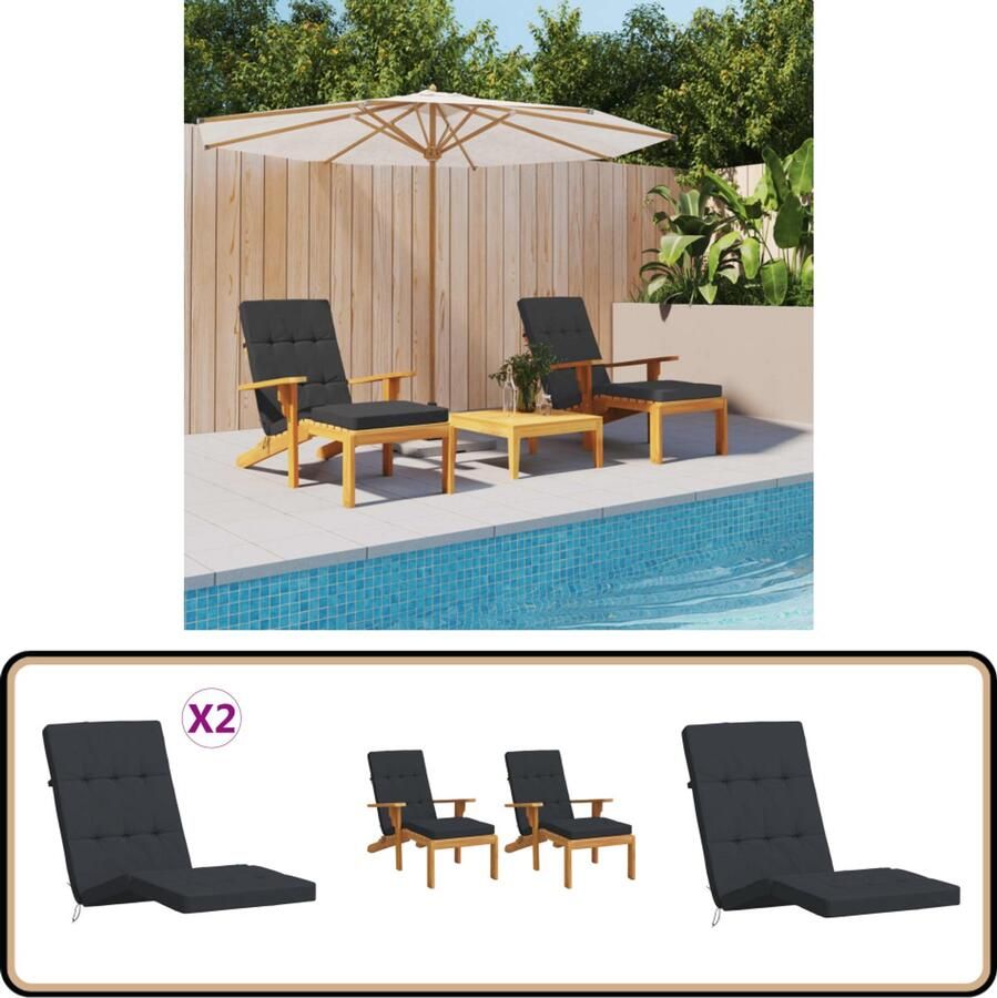 VidaXL Terrasstoelkussens 2 st Oxford stof Zwart Terrasstoel Kussentje Oxford Stof Waterdicht Zwarte Kussens Buitenste Kussens Lounge Kussens