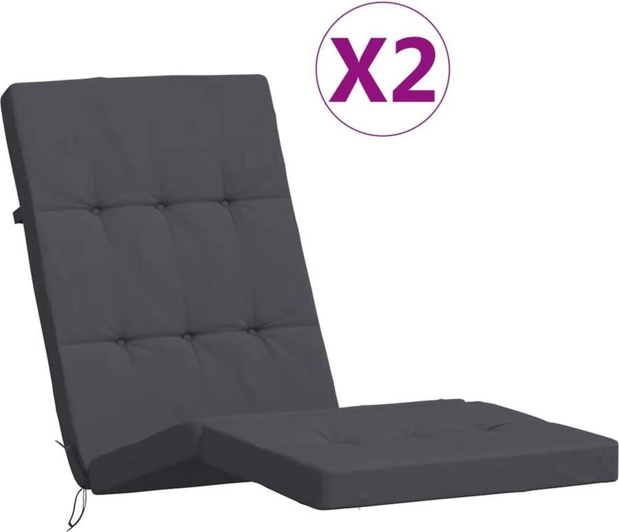 VidaXL Terrasstoelkussens antraciet Set van 2 Terrasstoelkussens Oxford Stof Zitcushions Tuinstoel Lounge Kussens Waterdicht Anti Slip - Foto 2