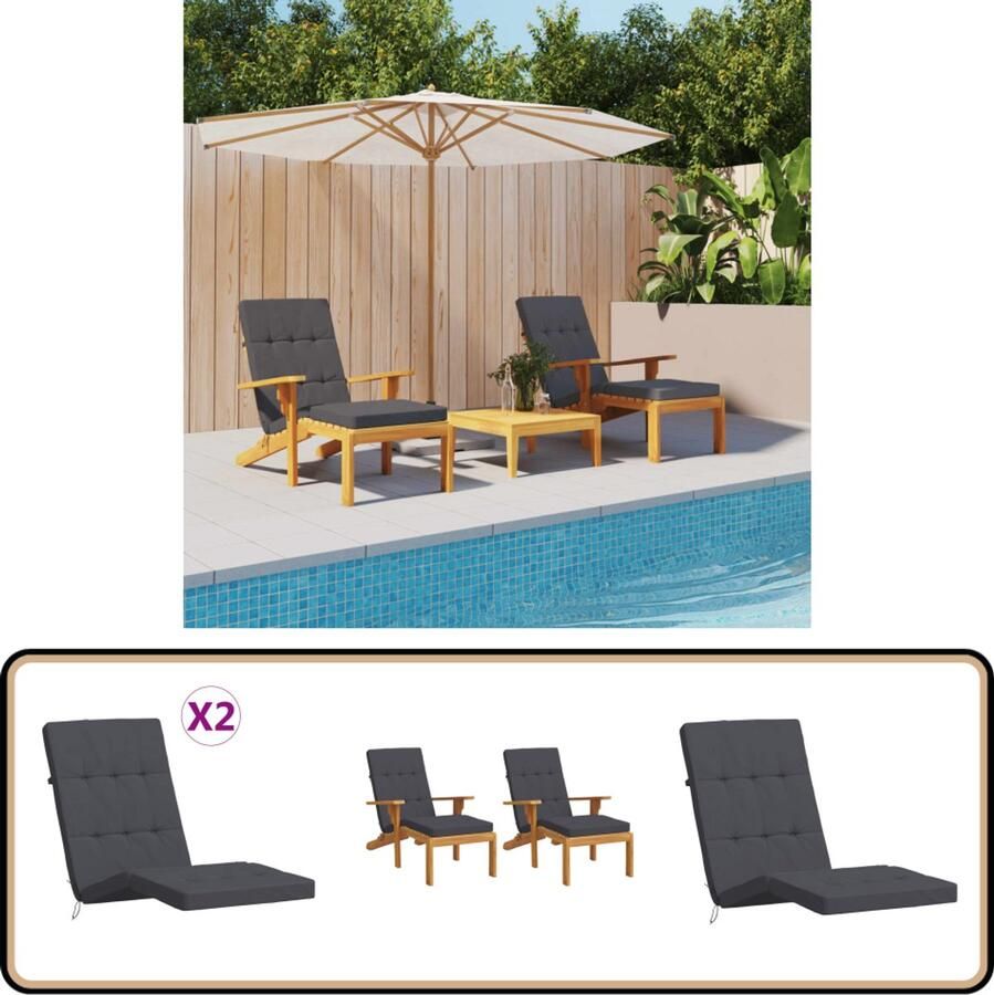 VidaXL Terrasstoelkussens antraciet Set van 2 Terrasstoelkussens Oxford Stof Zitcushions Tuinstoel Lounge Kussens Waterdicht Anti Slip