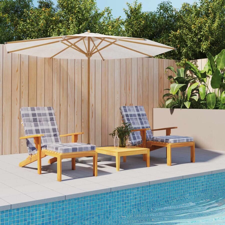 VidaXL Terrasstoelkussens Ruitpatroon Grijs 2 stuks Terrasstoel Kussentje Oxford Stof Buitenstekus Lounge Kussen Tuinkussen Balkon Kussen Zithoek Kussen Loungestoel Kussen - Foto 2