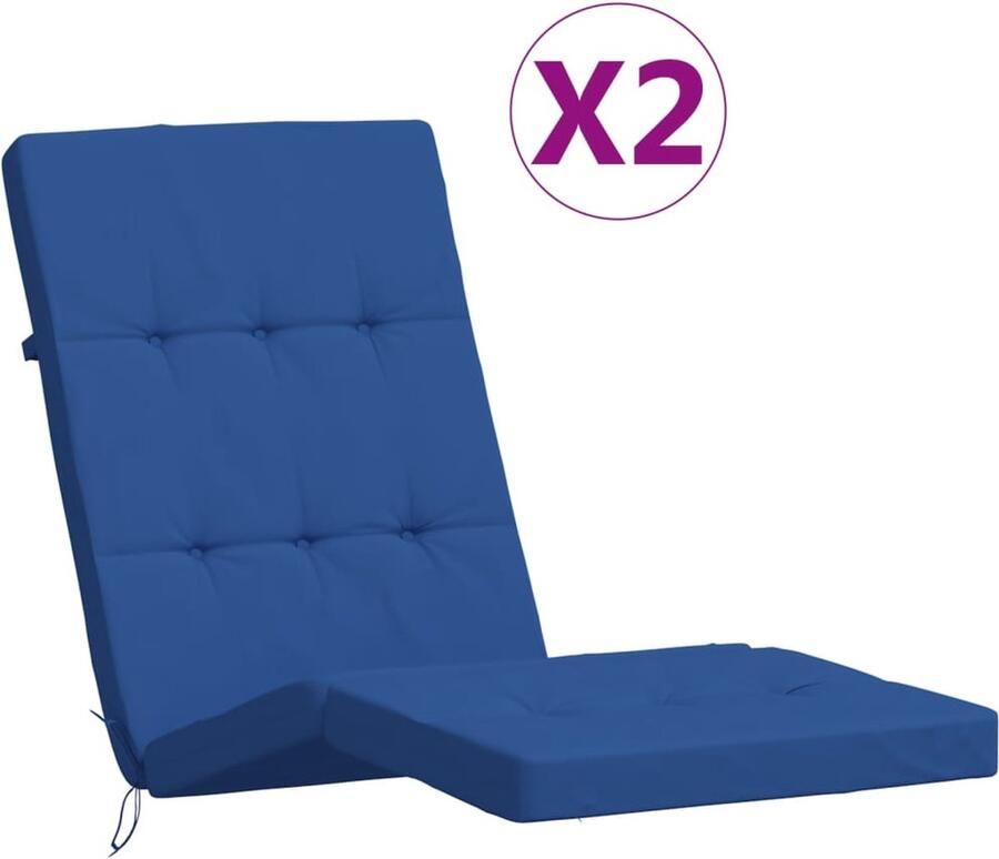 VidaXL Terrasstoelkussens Set van 2 Koningsblauw Terrasstoel Kussentjes Oxford Stof Blauw Waterdicht Buitenstedelijke Kussens Lounge Kussens Tuinkussens - Foto 2