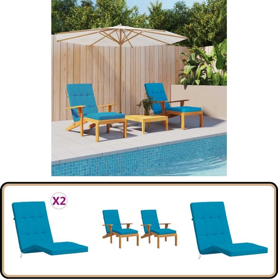VidaXL Terrasstoelkussens Set van 2 Lichtblauw Terrasstoel Kussentje Oxford Stof Blauw Buitenstedelijke Kussens Lounge Kussens