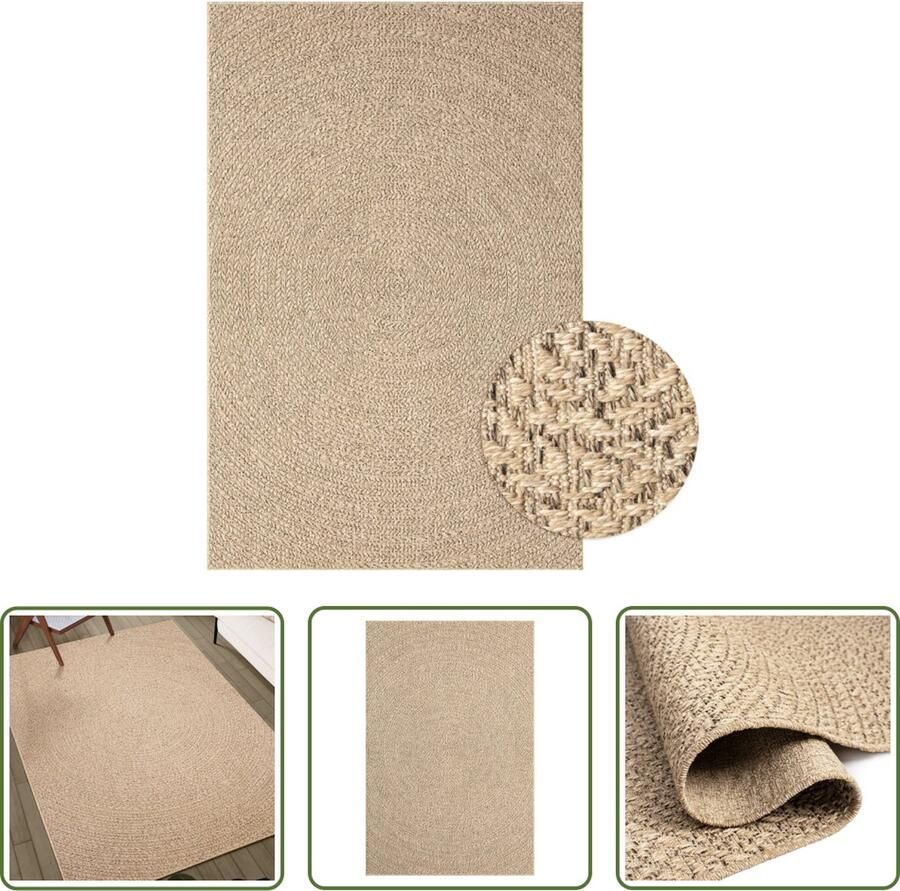 The Living Store Buitentapijt PP-materiaal Jute-look 120 x 170 cm Uv-bestendig Rond Buitentapijt Terrasvloer Balkontapijt Jute Look Uv Bestendig