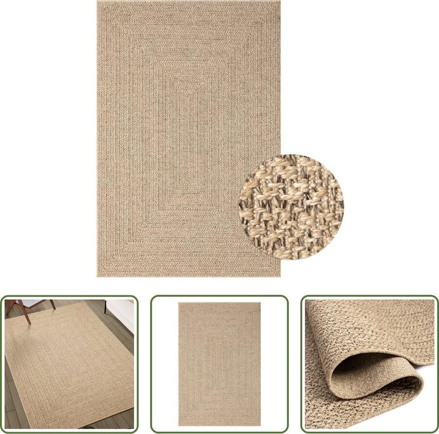 The Living Store Buitentapijt 140 x 200 cm PP Jute-look Veelzijdig gebruik Buitentapijt Terrasvloer Balkonvloer Tuintapijt Juten Tapijt