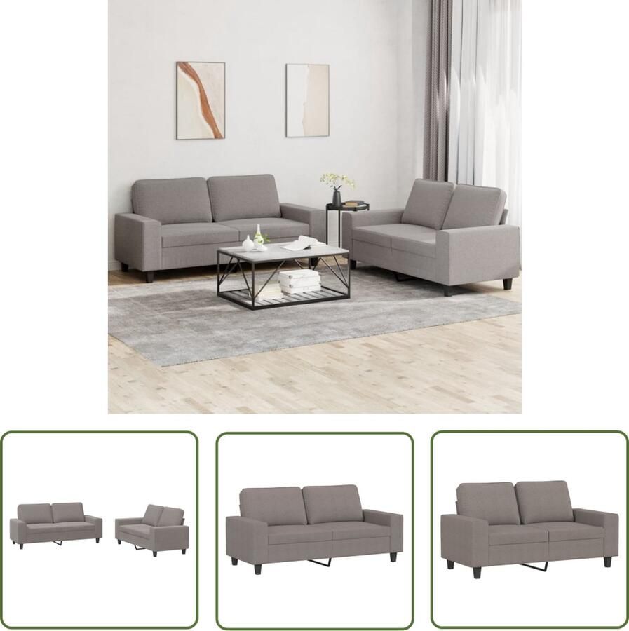 The Living Store Loungeset Tuinbank 2-Zitsbank 140 cm Taupe Comfortabele zitervaring Loungeset Tuinset Bankstel Tweezitsbank Lounge Meubilair