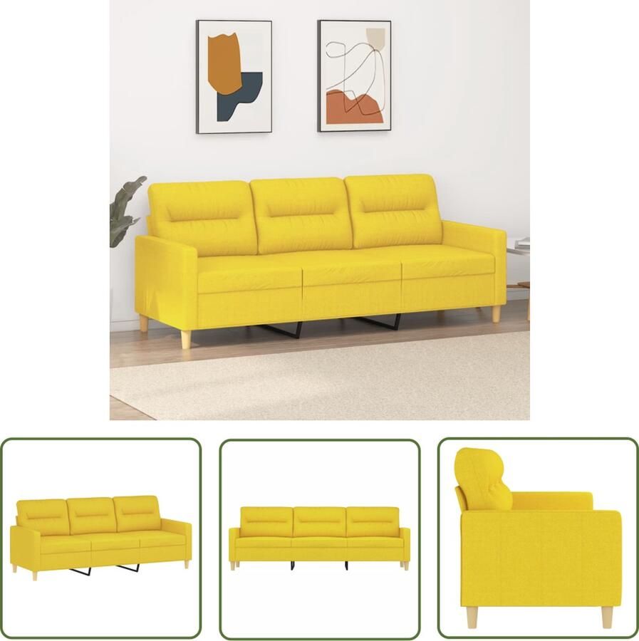 VidaXL The Living Store 3-zitsbank Lichtgeel 198x77x80cm Duurzame stof Stevig frame Comfortabele zitervaring Opvallend ontwerp