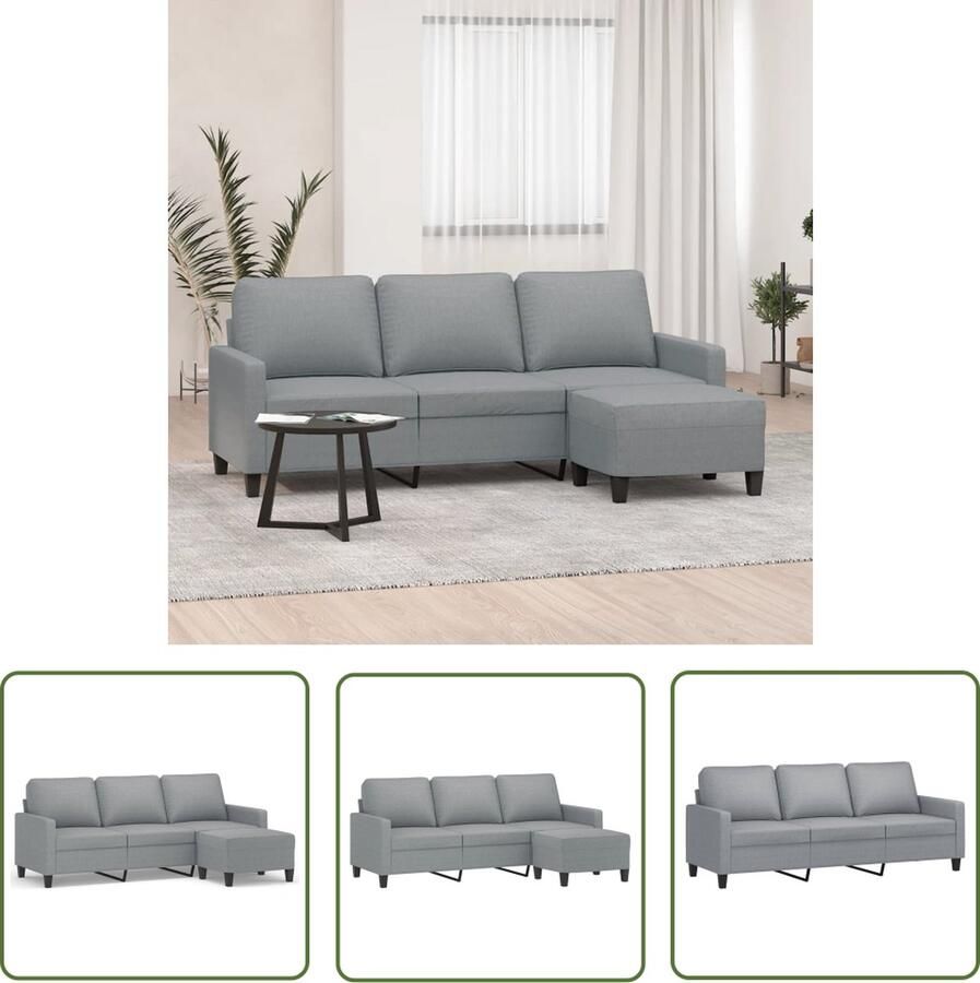 VidaXL The Living Store 3-zitsbank lichtgrijs 198 x 77 x 80 cm duurzame stof