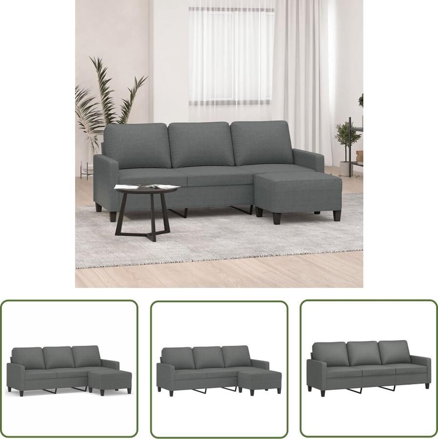 VidaXL The Living Store 3-zitsbank Meubels 198 x 77 x 80 cm Donkergrijs