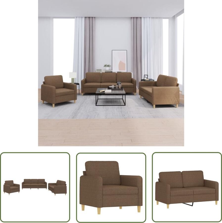 VidaXL The Living Store 4-delige Loungeset met kussens stof bruin Loungebank Sofa Tuinbank Buitenbank Lounge Set