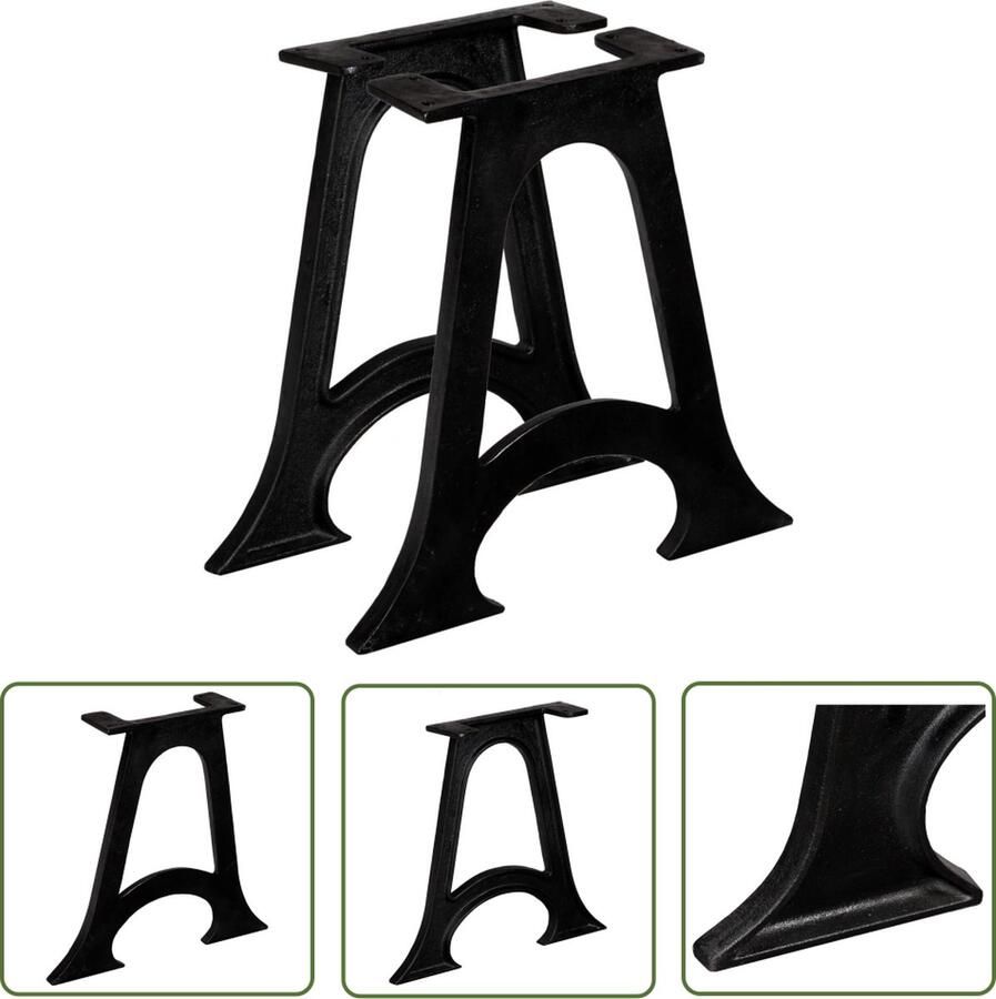 VidaXL The Living Store A-frame tafelpoten 44 x 41 cm zwart gietijzer - Foto 2