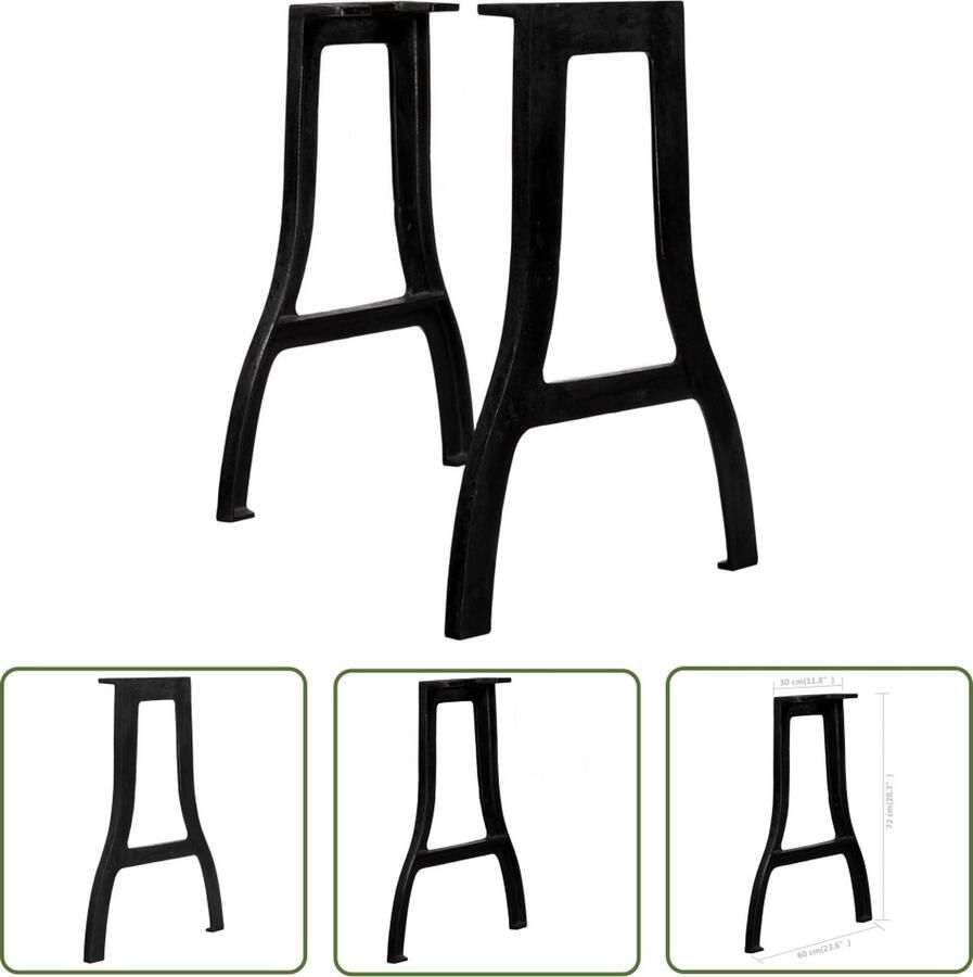 VidaXL The Living Store A-frame tafelpoten in antieke stijl 60 x 72 cm zwart