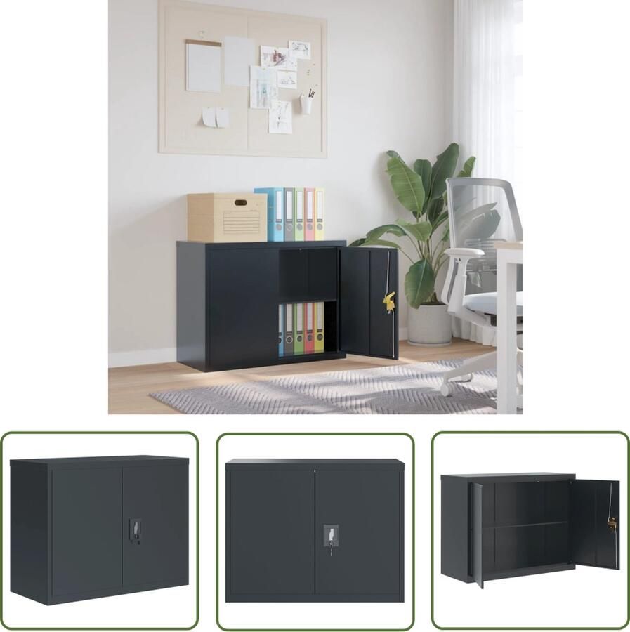 VidaXL The Living Store Archiefkast 90 x 40 x 70 cm Antraciet