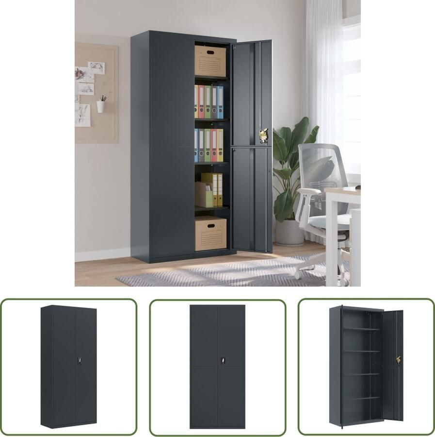 VidaXL The Living Store Archiefkast Extra Hoge Staal 90 x 40 x 200 cm Antraciet