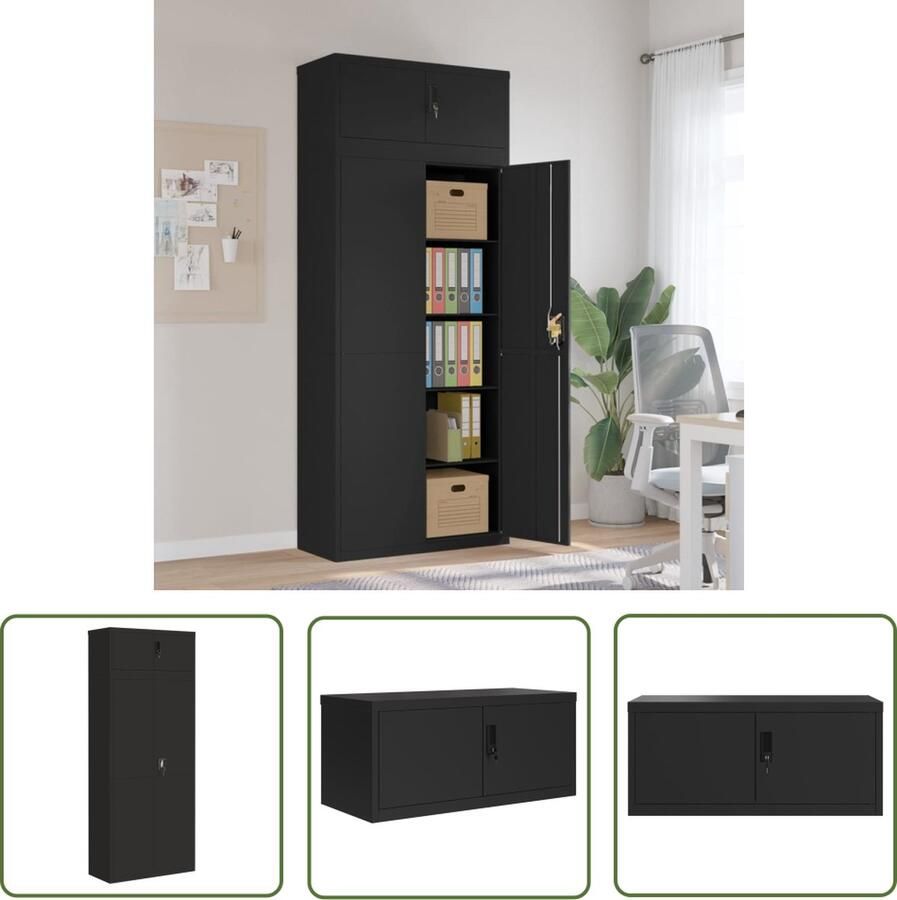 VidaXL The Living Store Archiefkast Staal 90 x 40 x 220 cm Verstelbare schappen Afsluitbaar