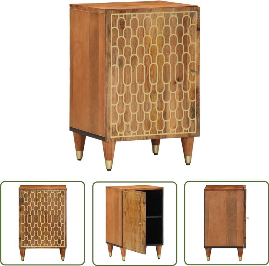 VidaXL The Living Store Badkamerkast 38x33x58 cm massief mangohout Badkamerkast Badkamerspiegel Opbergkast Mangohout Retro Design