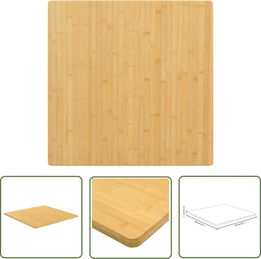 The Living Store Tafelblad 70x70x1 5 cm bamboe Bamboetafelblad Houten Tafelblad Ronde Tafelrand Multifunctioneel Tafelblad Design Tafelblad - Foto 2