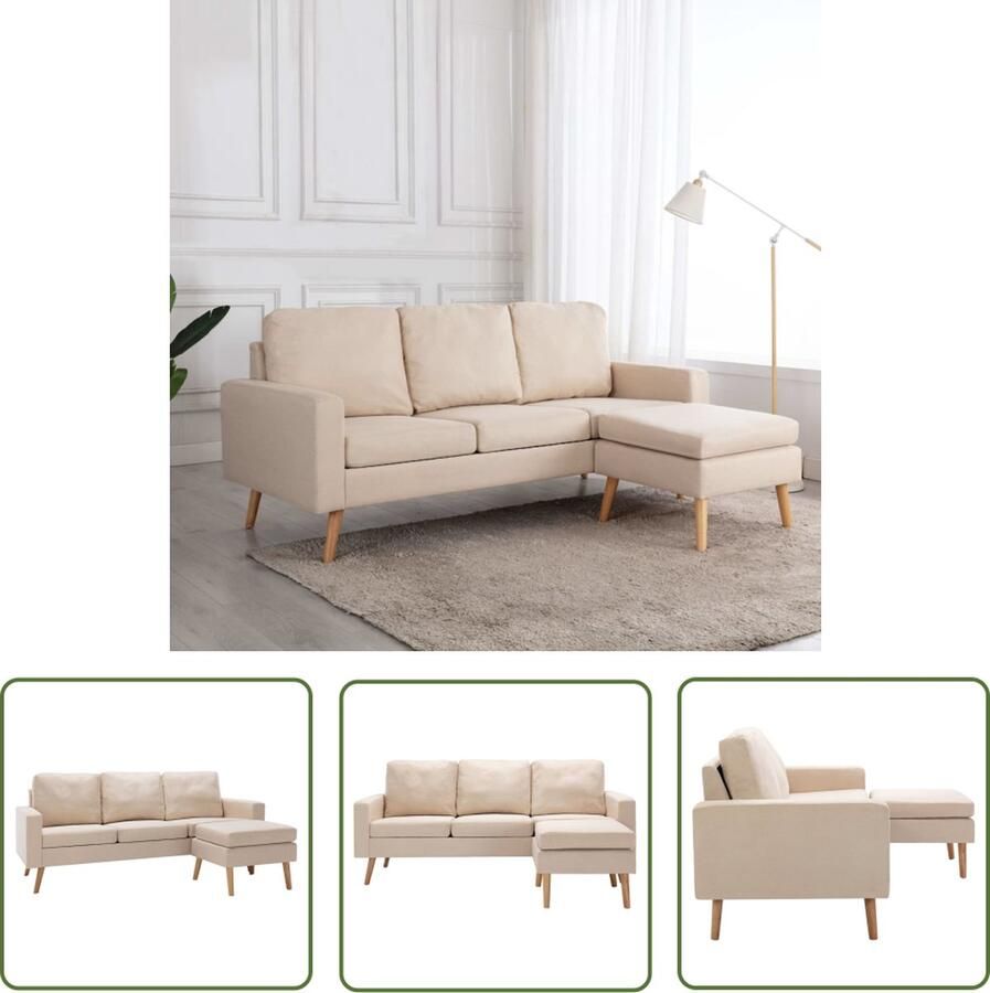 VidaXL The Living Store Bank Chesterfield Driezits Crème 184x76x82.5cm Stof