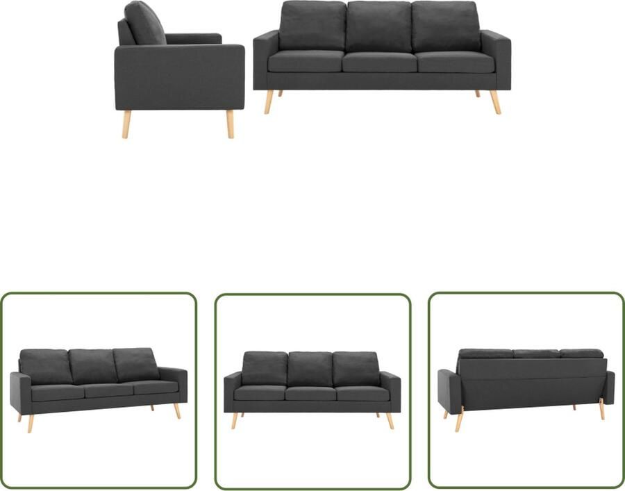 VidaXL The Living Store Bankenset Donkergrijs 1 Fauteuil 1 Tweezitsbank 1 Driezitsbank Zitkussens en Rugkussens inclusief - Foto 2