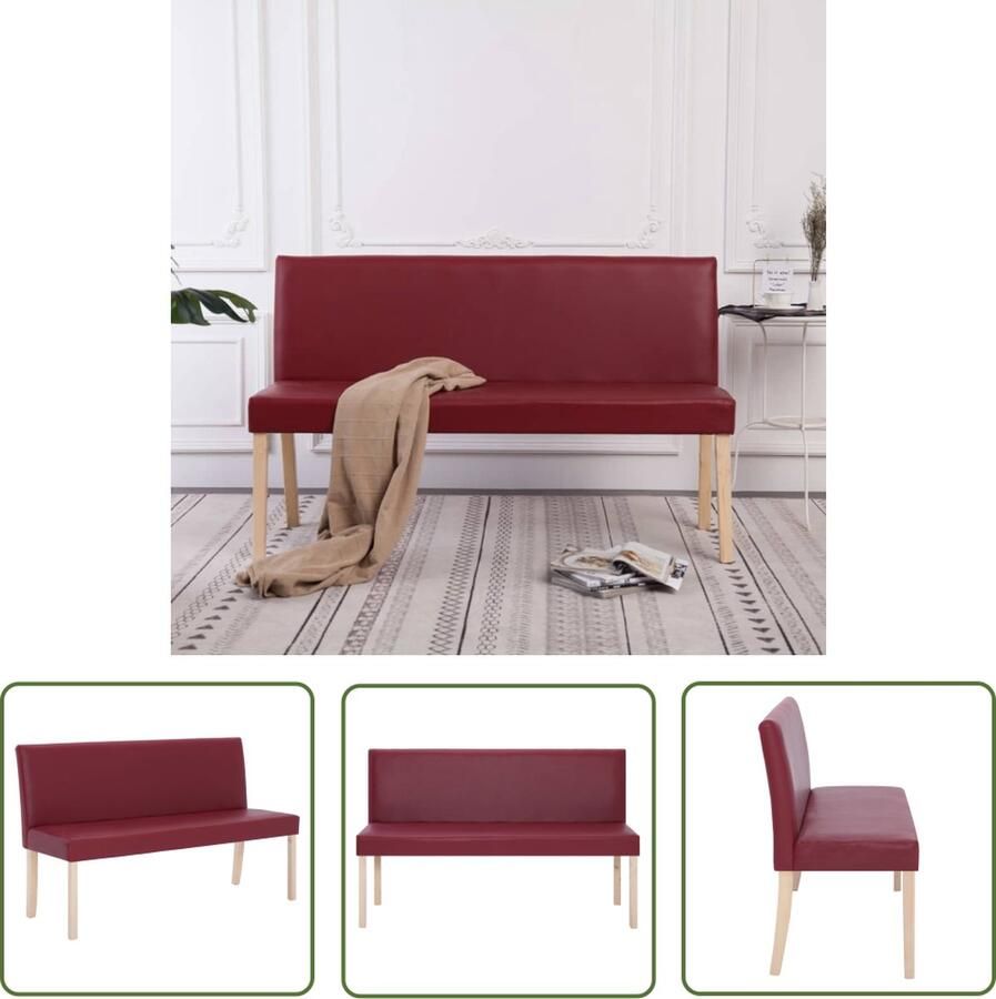 The Living Store Bankje Grenenhouten frame Dik gevoerde schuimbekleding Klassieke Bank Vintage Bank Salonbank Stoere Bank Rood Bank - Foto 2