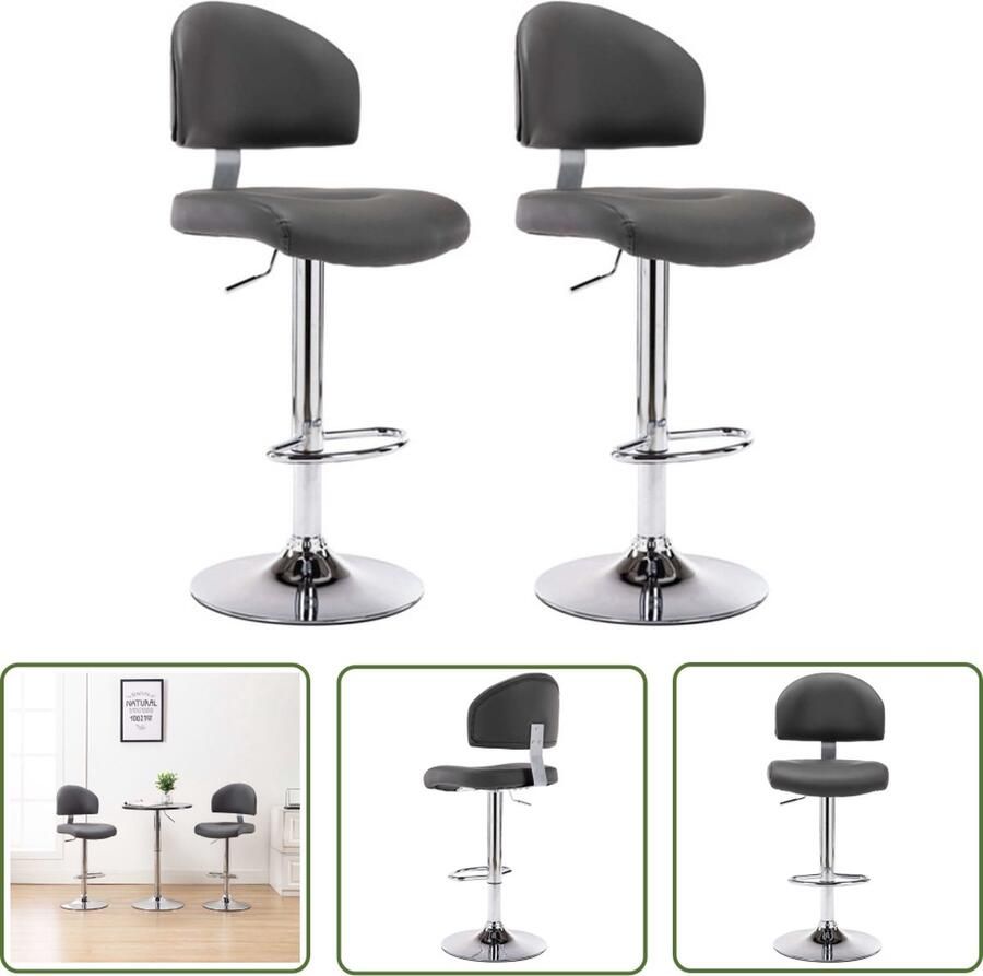 VidaXL The Living Store Barkruk Barkrukken 43 x 47 x (98 119) cm Grijs Kunstleren bekleding