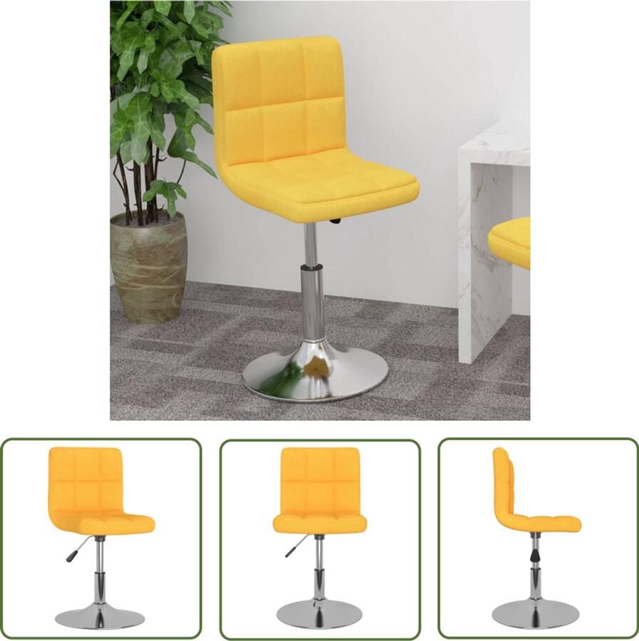 VidaXL The Living Store Barkruk draaibaar stof geel Barstoel Stoffen Barstool Gele Barstoel Draaibare Barstoel Industriële Barstoel