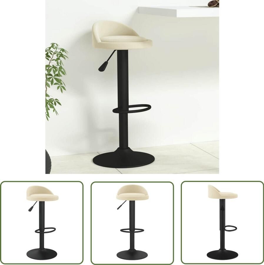 VidaXL The Living Store Barkruk fluweel crèmekleurig Barstoelen Barkruk Eetkamer Stoel Lounge Stoel Design Meubels