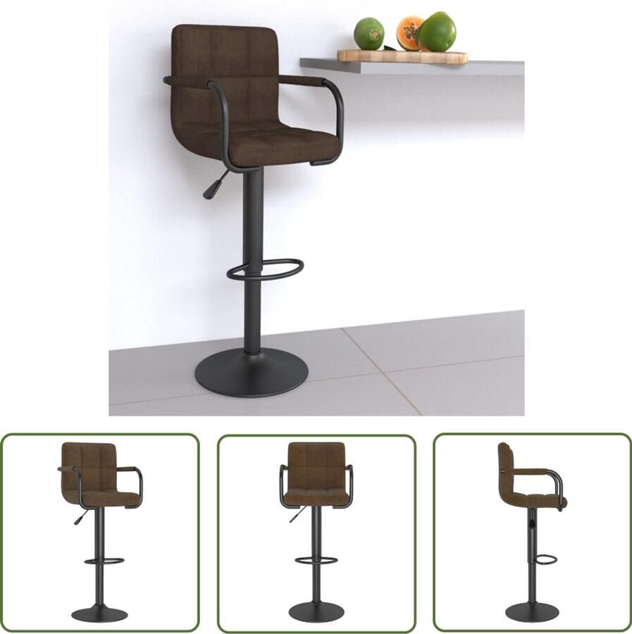 VidaXL The Living Store Barkruk stof bruin Barstoelen Bruine Stoel Barkruk Verstelbare Barkruk Ergonomische Barkruk