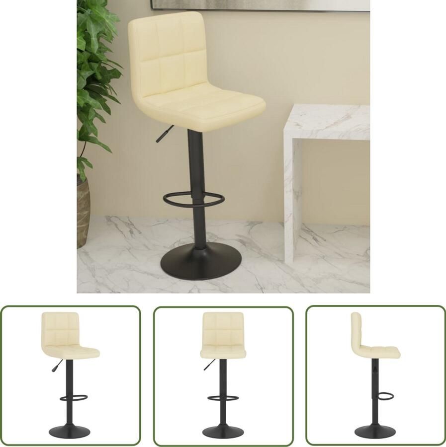 VidaXL The Living Store Barkruk stof crèmekleurig Barstoelen Barkrukken Stoffen Barkrukken Verstelbare Barkrukken Crème Kleur Barkrukken