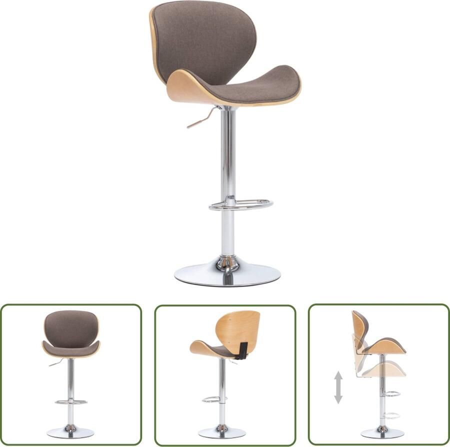 VidaXL The Living Store Barkruk stof taupe Barstoel Kruk Lounge Stoel Eetkamerstoel Taupe - Foto 2