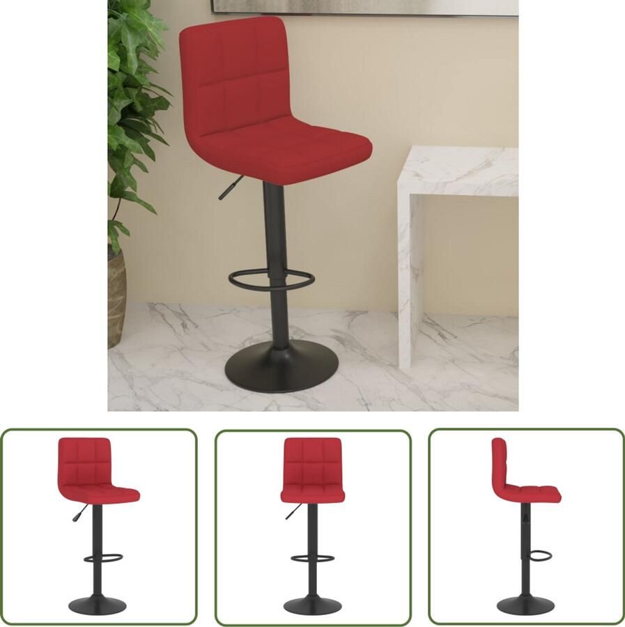 VidaXL The Living Store Barkruk stof wijnrood Barstoelen Barkruk Stoffen Barkruk Rode Barkruk Draaibare Barkruk