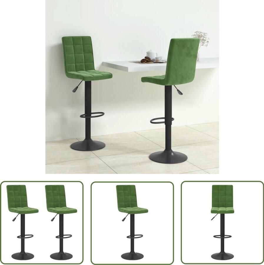 VidaXL The Living Store Barkrukken 2 st fluweel donkergroen Barstoelen Fluweel Stoel Eetkamerstoel Design Stoel Hoge Stoel