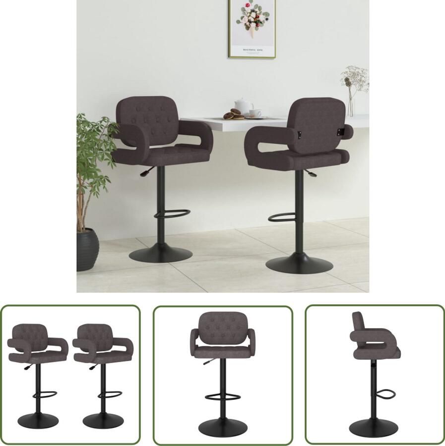 VidaXL The Living Store Barkrukken 2 st stof taupe Barstoel Barkruk Stoffen Barkruk Eetkamerstoel Lounge Stoel