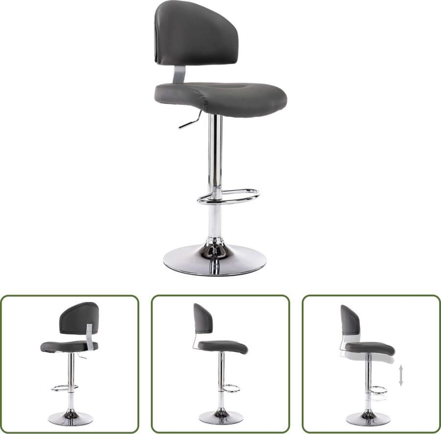 VidaXL The Living Store Barkrukken Grijs 43 x 47 x (98 119) cm Gasveermechanisme - Foto 2