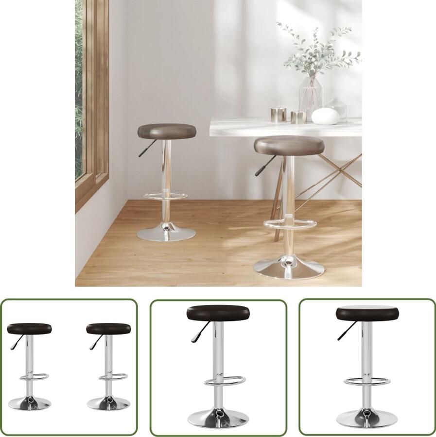 VidaXL The Living Store Barstoelen 2 st kunstleer bruin Barstoelen Barkrukken Kunstleder Bruine Barstoelen Ergonomische Barstoelen