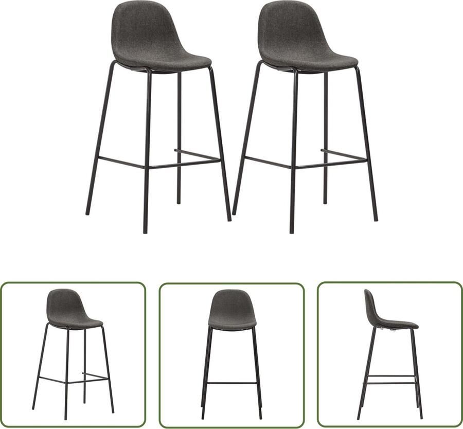 The Living Store Barstoelenset Donkergrijs 51 x 49 x 99 cm Duurzame stoffen bekleding Gepoedercoat metalen frame Barstoelen Barkrukken Eetkamerstoelen Donkere Meubels Grijze Meubels - Foto 3