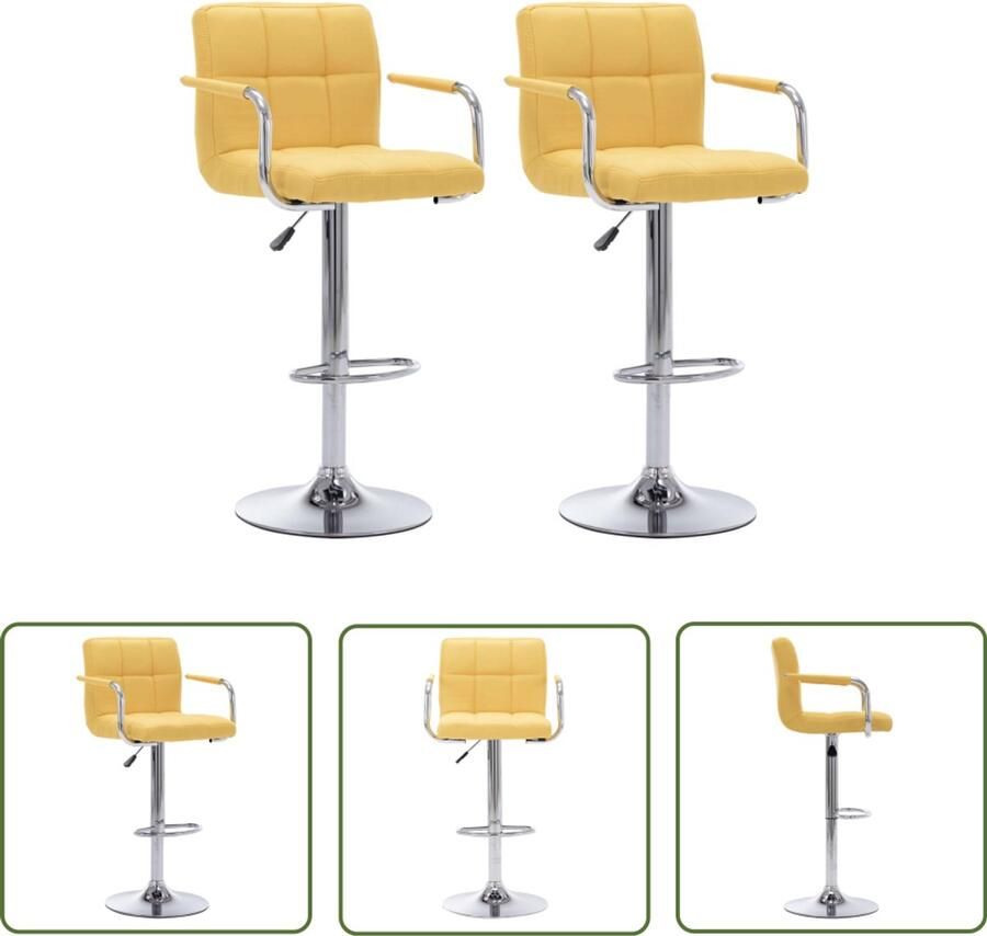 VidaXL The Living Store Barstoelen 2 st stof geel Barstoel Eetkamerstoel Kruk Lounge Stoel Geldige Stoel
