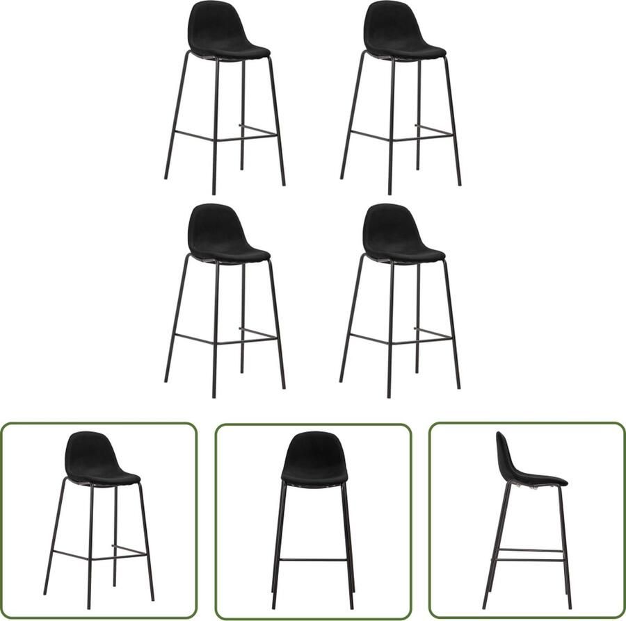 The Living Store Barstoelenset zwart 51 x 49 x 99 cm duurzame stof gepoedercoat frame Barstoelen Barkrukken Zwarte Barstoelen Eetkamerstoelen Design Meubels - Foto 3