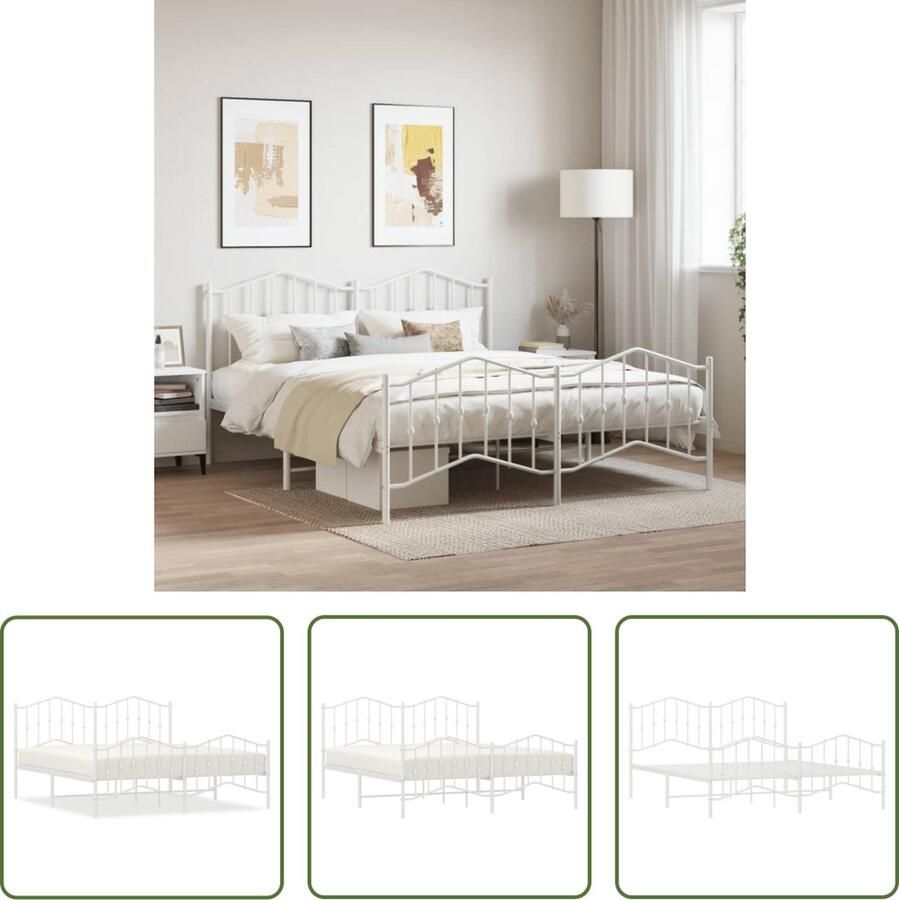 VidaXL The Living Store Bedframe Classic Metaal 207x166x98 cm Wit