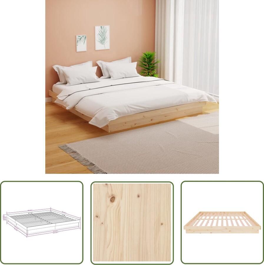 VidaXL The Living Store Bedframe Grenenhout 204 x 203.5 x 21 cm Rustieke uitstraling