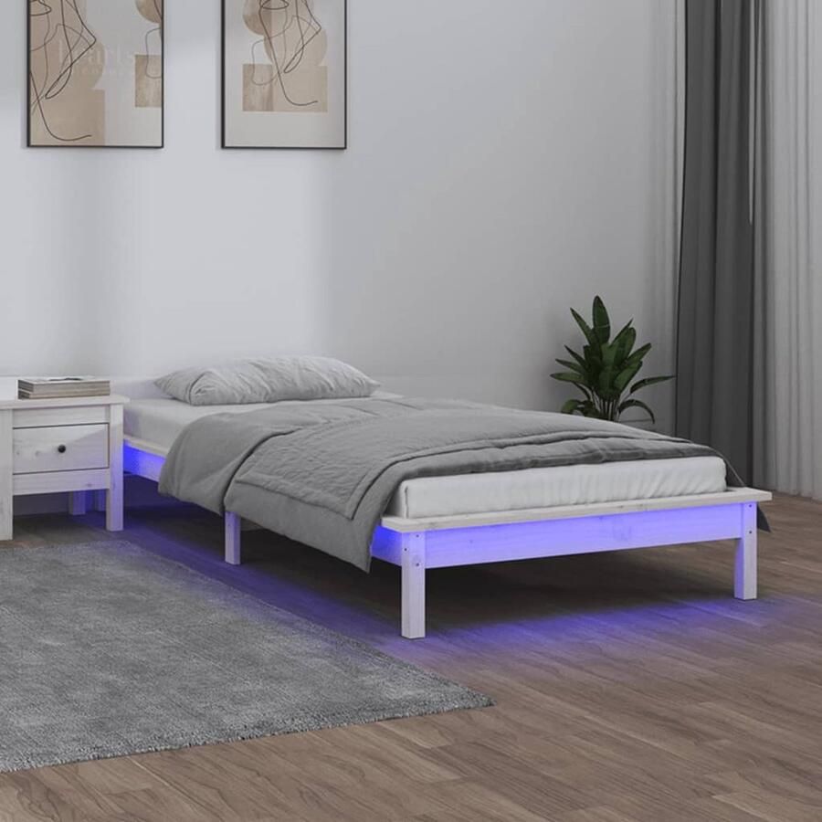 VidaXL The Living Store Bedframe Grenenhout 90 x 200 cm LED-verlichting - Foto 2