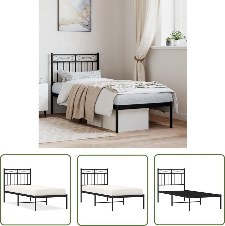 VidaXL The Living Store Bedframe Klassiek Metalen constructie 207x85x91 cm Zwart