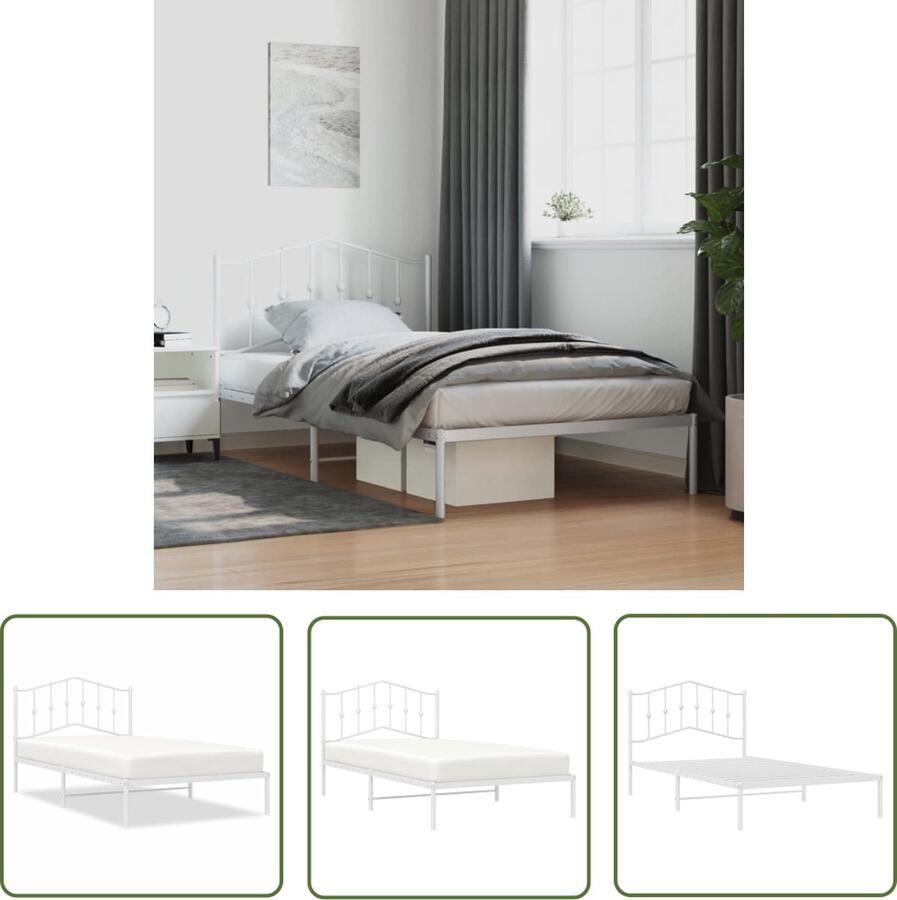 VidaXL The Living Store Bedframe Klassiek Metalen Constructie Metalen Latten en Poten Extra Opbergruimte Wit 207 x 105 x 98 cm Geen Matras Inbegrepen