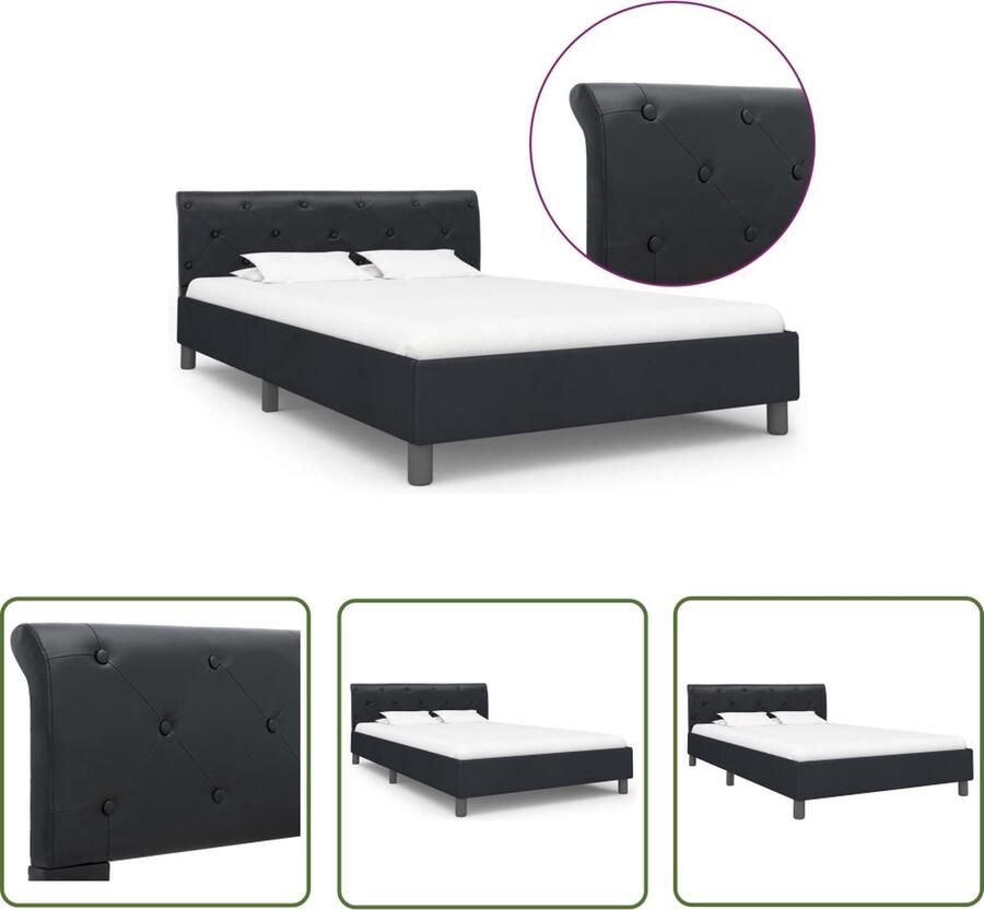 VidaXL The Living Store Bedframe Klassiek Zwart 212x144x64 cm Geschikt voor Matras 140x200 cm
