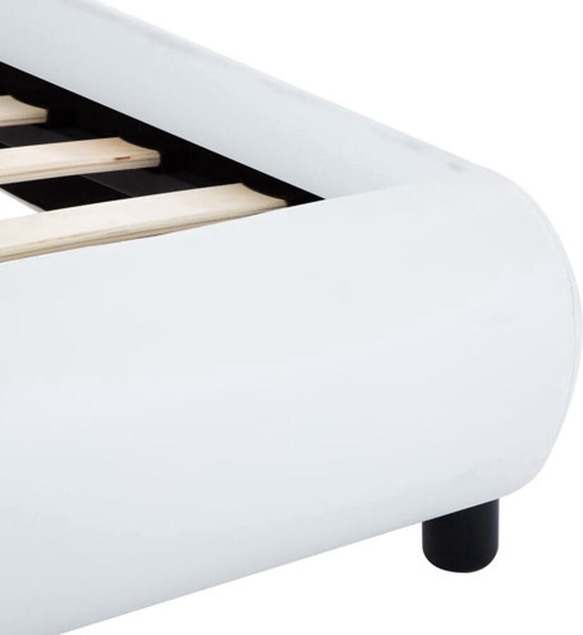 VidaXL The Living Store Bedframe Kunstleer Wit 217x184x65 cm LED-strip 180x200 cm (matras niet inbegrepen)