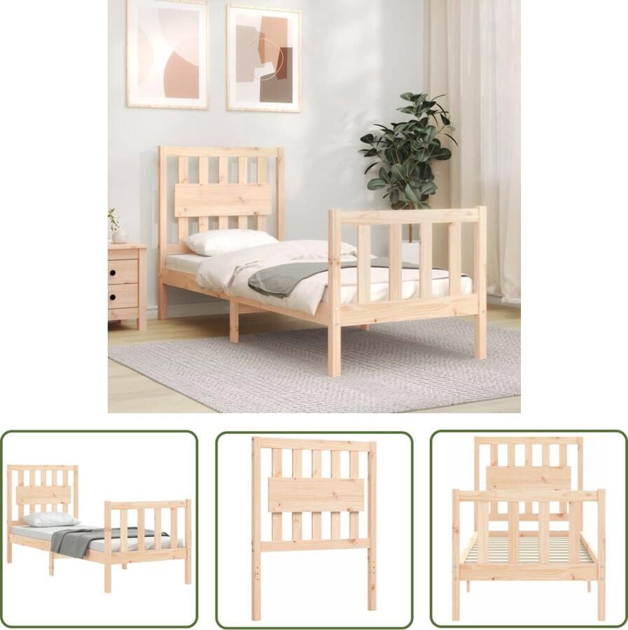 VidaXL The Living Store Bedframe Massief grenenhout 195.5 x 80.5 x 100 cm Multiplex lattenbodem
