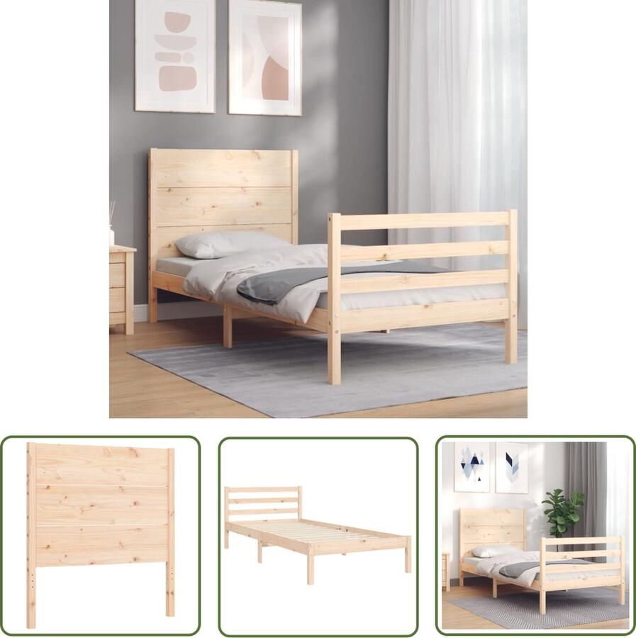 VidaXL The Living Store Bedframe Massief grenenhout 195.5 x 95.5 x 100 cm Multiplex lattenbodem