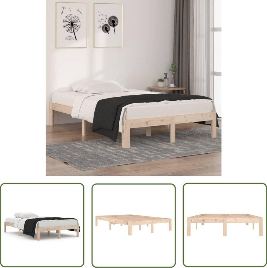 The Living Store Houten Bedframe Grenenhout 193.5 x 123.5 x 30 cm Stabiel en Stijlvol Houten Bedframe Grenenhout Bed Modern Bed Stabiel Bed Lattenbodem